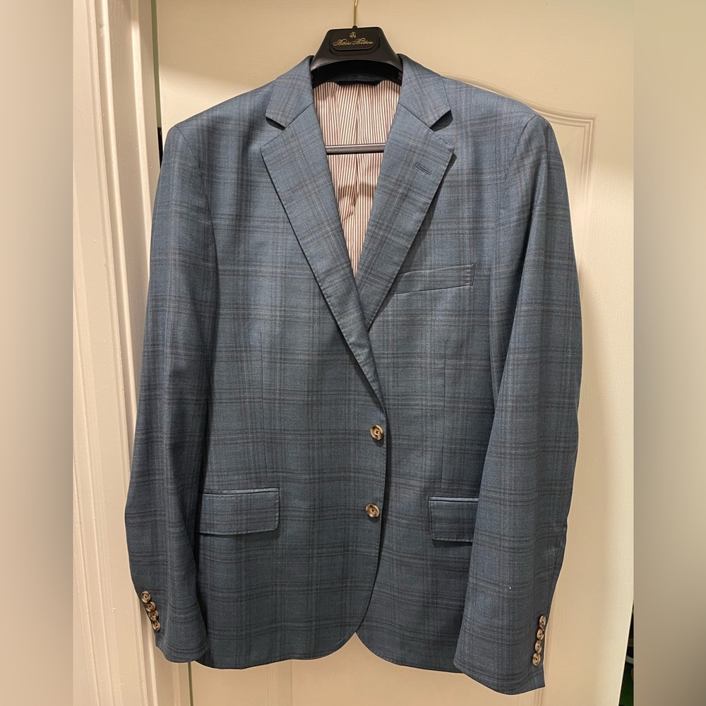 NWT Brooks Brothers Mens 42R Teal with Window Pane Sport Coat 2-button $648 MSRP